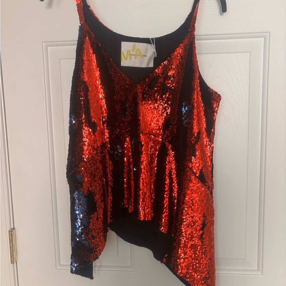 Sequin Red and Black Women's Top